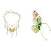 2Pcs Kpop Multilayer Lovely Butterfly Pendant Tassel Necklace Clip Earrings for Women Wed Bridal Exquisite Chain Y2K Jewelry Set