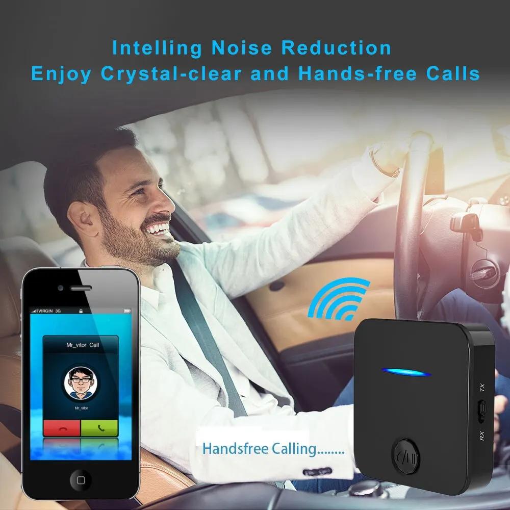 Bluetooth 5.0 Receiver Transmitter 3.5mm Aux Jack Stereo Handsfree Audio Music Wireless Adapter With Mic For Car PC TV Headphone