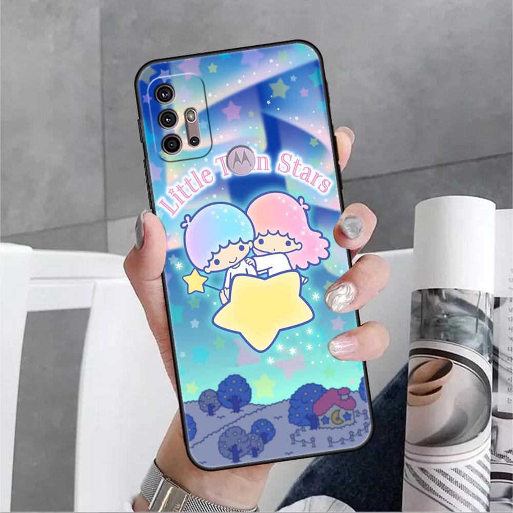 LittleTwinStars Roztomilé pouzdro pro Motorola G30 G60 Edge 20 G9 G22 G8 Power G31 G500 G50 30 Pro Černé Měkké Kryty na Telefon