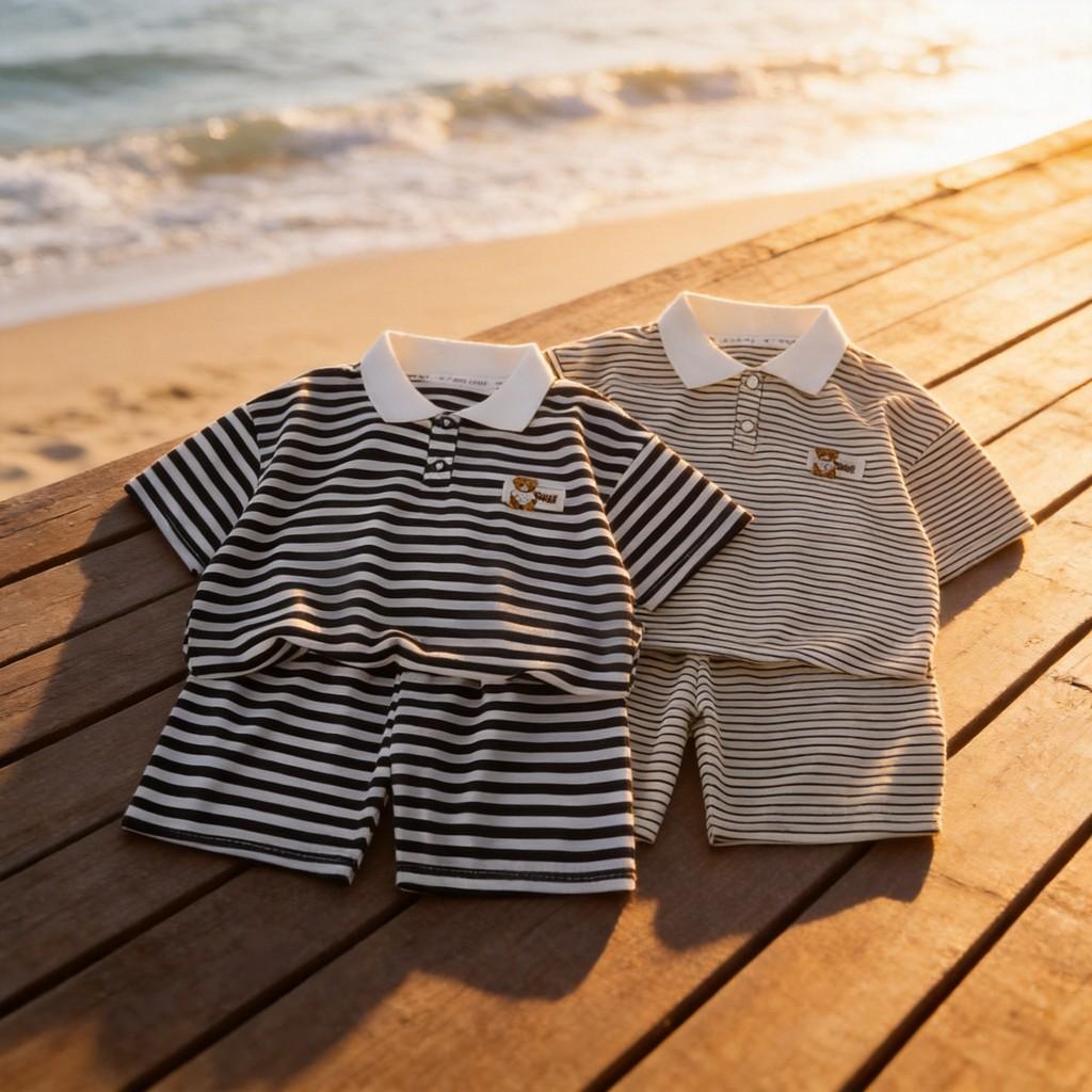 Baby Boy Summer Polo Shirt Shorts Set With Cottonlike Fabric For Toddler Playwear