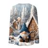 Women's Fashion Casual Long Sleeve Christmas Printed Round Neck Top