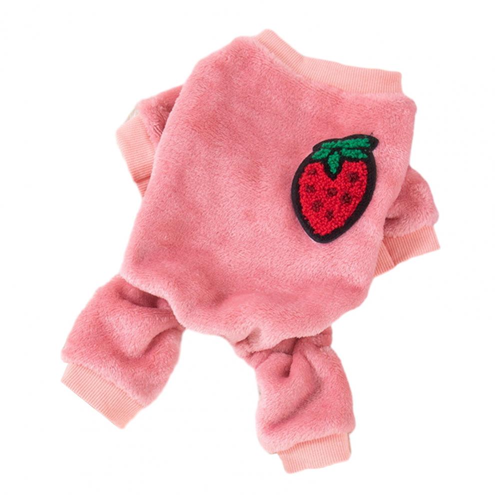 

Cute Pet Pajamas Cozy Fruit Pattern Pet Winter Jumpsuit for Small Dogs Cats Fleece Overalls Pajamas with Cartoon for Chihuahua S розовый