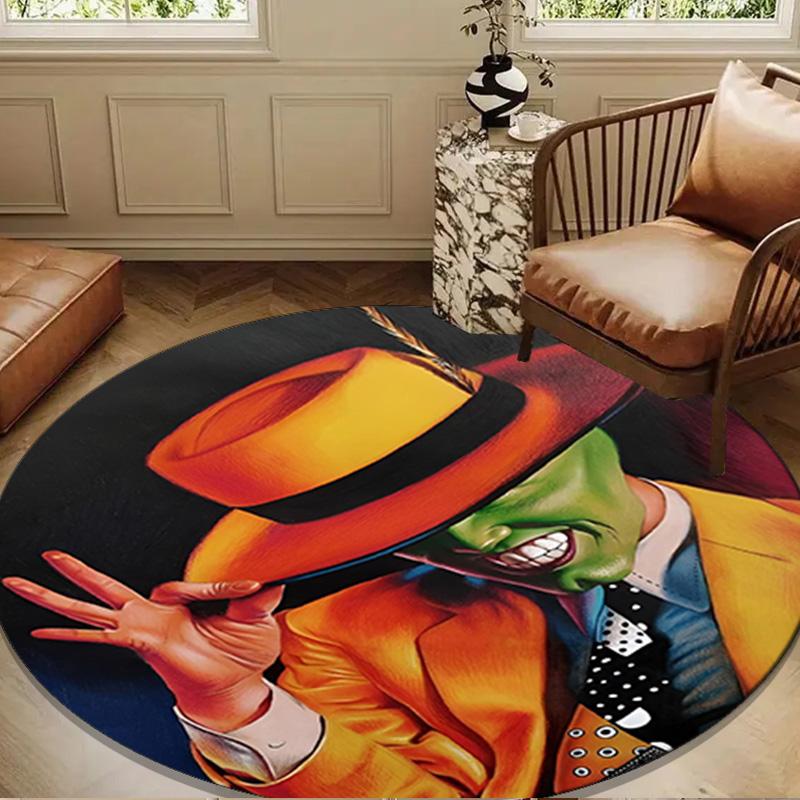 The Masked Green Man Round Rug for Livingroom,Bedroom, Palyroom, Chair Rug, Area rug, Circle Carpet, Large Size Decor Fan Christmas gift