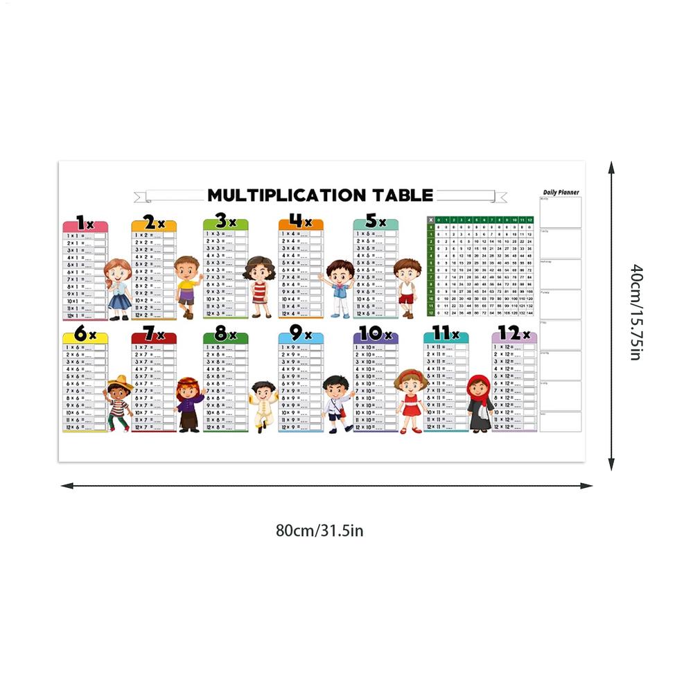

Multiplication Table Poster Static Dry Erase Math Chart Wall-Mounted Reusable Children s Math Chalkboard Educational Tool