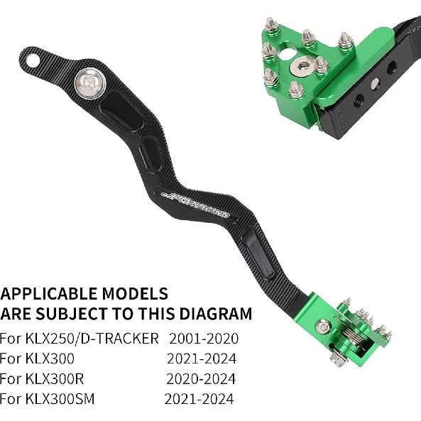 

JFG RACING Folding Motorcycle Brake Lever,CNC Rear Brake Foot Pedal Lever for KLX300 2021-2024/KLX300R 2020-2024/KLX250 D-Tracker 2001-2020/KLX300SM