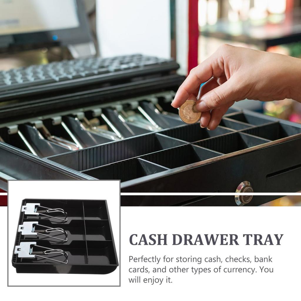 Ciieeo Drawer Metal Cash Register Sorter Storage Coin Tray Multi-Compartment Storage Tray Cash Register Insert Tray Cash Tray Money Tray Cash Holder
