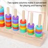 Wooden Rainbow Ring Toss Game Preschool Learning Color Matching Stacking Challenge Game Toddlers Educational Color Sorting Sequencing Toy
