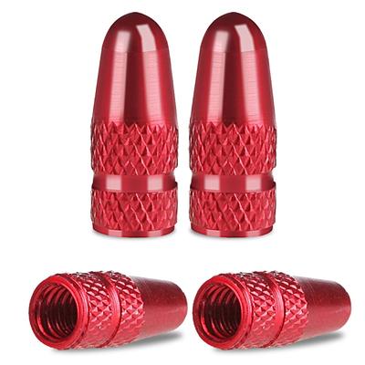 BOROLA Presta Valve Caps 4 Pack Anodized Aluminum Alloy Bicycle Bicycle Tire Cap Dust Cover Red