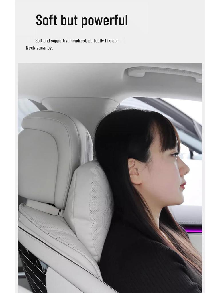 Car Headrest for Mercedes, BMW, AITO, Tesla - Pillow & Lumbar Support for Cervical Spine Comfort