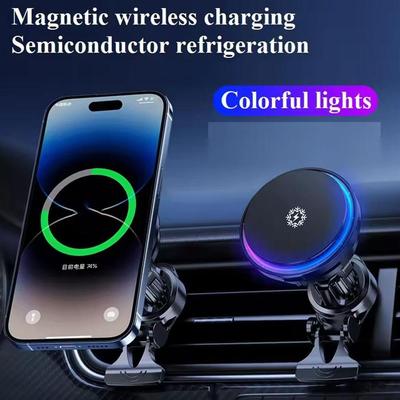15W IJskoeling Magnetische Draadloze Autolader Snel Laadstation voor iPhone15 14 13 12 Pro Max MacSafe Auto Telefoonhouder J8Z2