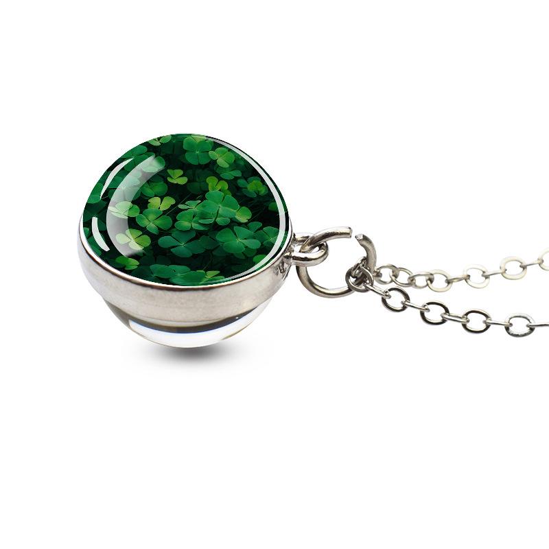 Luminous Four-Leaf Clover Glass Pendant Necklace - Lucky Student Accessory