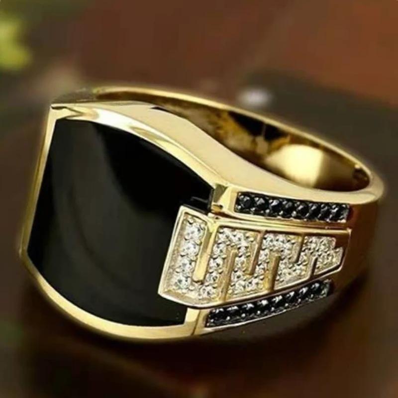New Punk Turkey Vintage Rings Geometric Oval Black Suitable for Anniversary Party Wedding Men's Rings High-end Luxury Jewelry