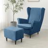 Funda de Silla con Respaldo de Terciopelo Elástica Spandex Funda de Silla Wingback Elástica Fundas de Sillón Elásticas Fundas de Sofá con Funda de Cojín de Asiento