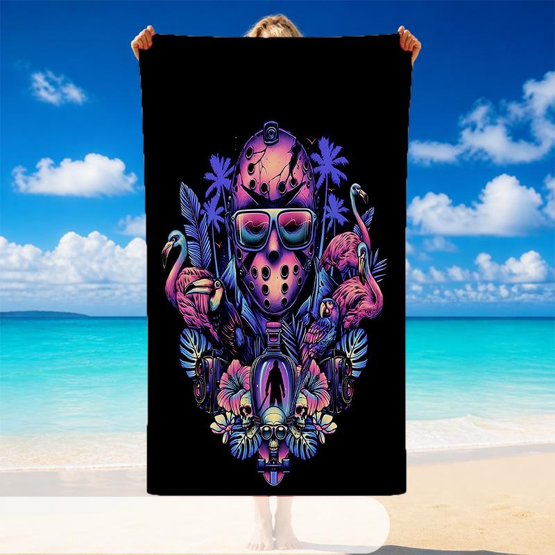 Quick Dry Beach Towel Horror Movies Pattern, Lightweight Absorbent Towel for Pool Beach Vacation Use