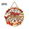 Snowman Gift Theme Decoration Christmas Door Sign Double Sided Hanging Wooden Plaque for Front Door Decor Rustic Holiday Wall Indoor Outdoor