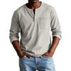 Men's Solid Color Distressed Button Collar Long Sleeve Tops Men's Casual Fashion Tops