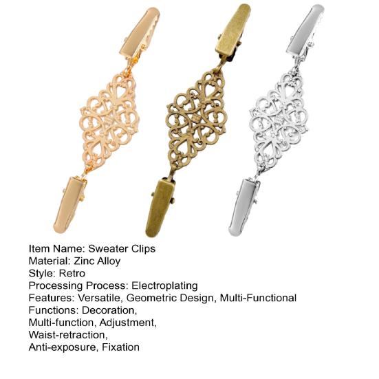 1/3Pcs Sweater Clips Geometric Design Alloy Clips Sweaters Dresses Scarves Brooch Pins Versatile Clothing Accessory