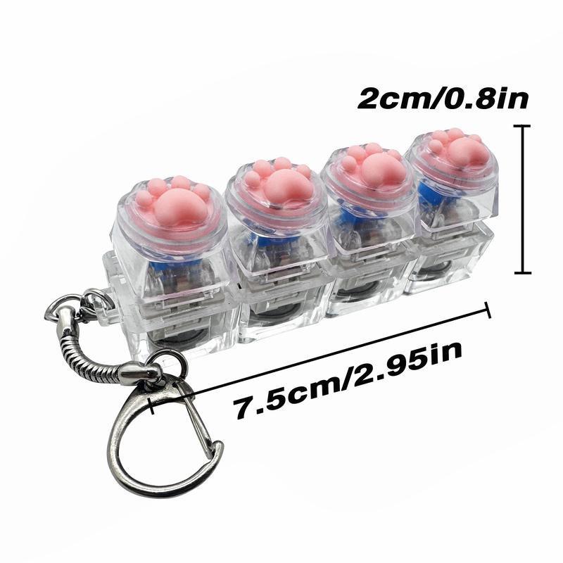 

LED Silicone Soft Cat Claws Keychain Key Ring Pendant Mobile Phone Backpack Pendant Desktop Accessories Decompression Press Tool прозрачный белый