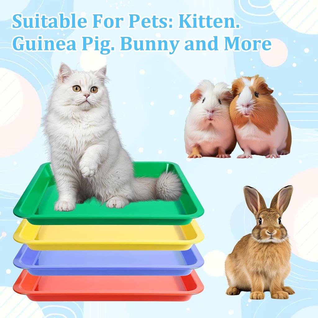 Multicolor Kitten Litter Box, 4 PCS Portable Open Tray for Small & Senior Cats, Waterproof Plastic Travel Litter Pan, 15.2x12x1.