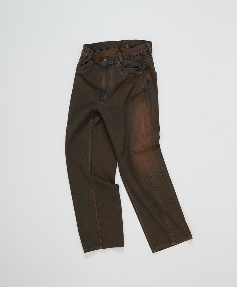 NUUKFITTER Color Dyeing Wide Jeans [Brown]