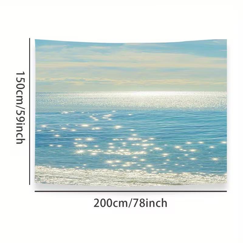 Гобелен «Спокойное море» Сверкающий солнечный свет Пляжная сцена Настенный декор 47.2x31.5inch/120*80cm