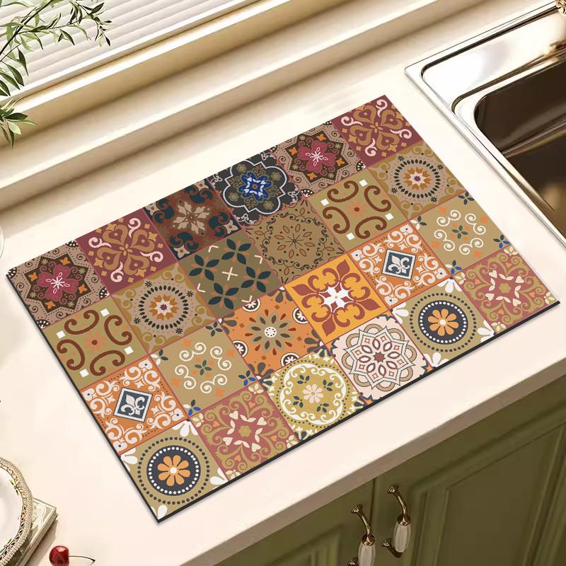 Super Absorbent Drain Pad Rubber Dish Drying Pad Countertop  Protector Kitchen Mat Non-slip Drainer Mats Decoration Accessories