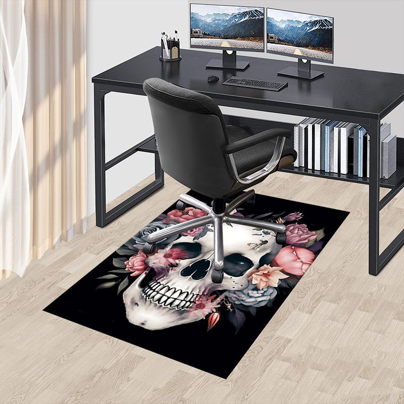 1PC Skull Flowers Carpet Ultra Soft, Thick & Absorbent, Non Slip Machine Washable Mat for Entryway