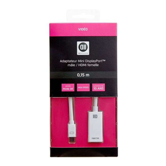 Adaptateur Mini DisplayPort mâle/HDMI femelle D2 Diffusion