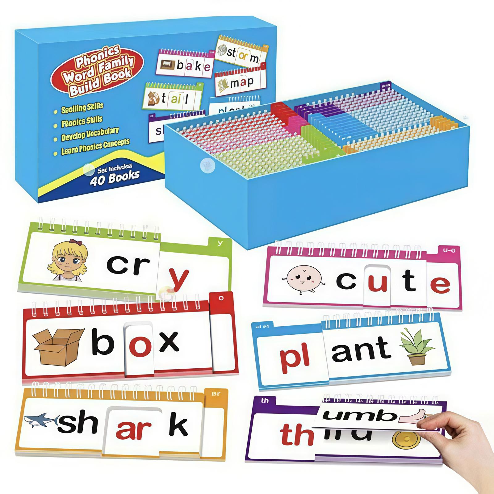 

Word Family Build Book 40 Read and Rhyme Flip Books Learn To Read Phonics Flash Cards for Kids Homeschool Supplies China Mainland