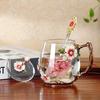 Household Enamel Colored Flower Glass Water Cup Round Coffee Cup Breakfast Milk Juice Cup