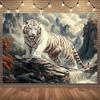 1pc White Tiger Tapestry - Polyester Fabric, Machine Washable, Suitable for Bedroom Living Room Dormitory Decoration