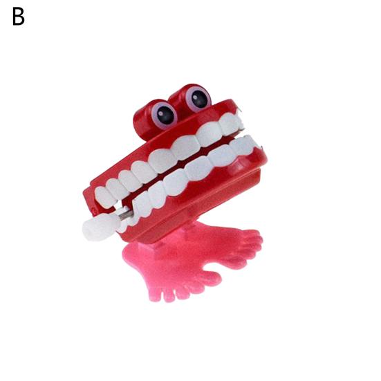 Chattering Teeth Wind-up Toy Clockwork Spring Cartoon Jumping Teeth with Eyes Joke Toy Christmas Goodie Bag Stuffers Kids Adults Gag Gifts