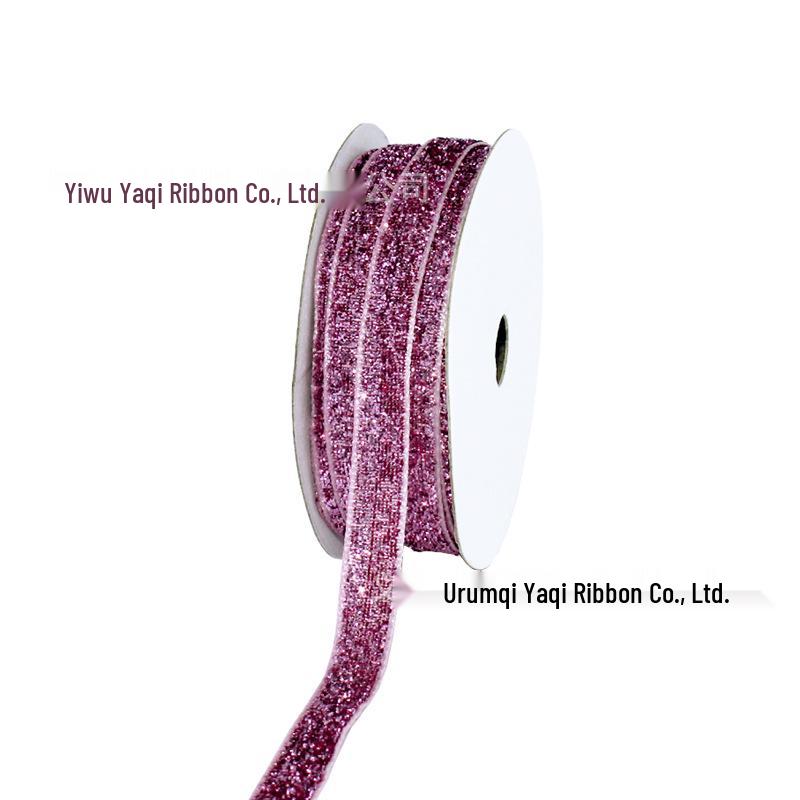 1cm Flocked Ribbon for Gift Wrapping & Costume Decoration - Non-Elastic, Shiny Woven Design