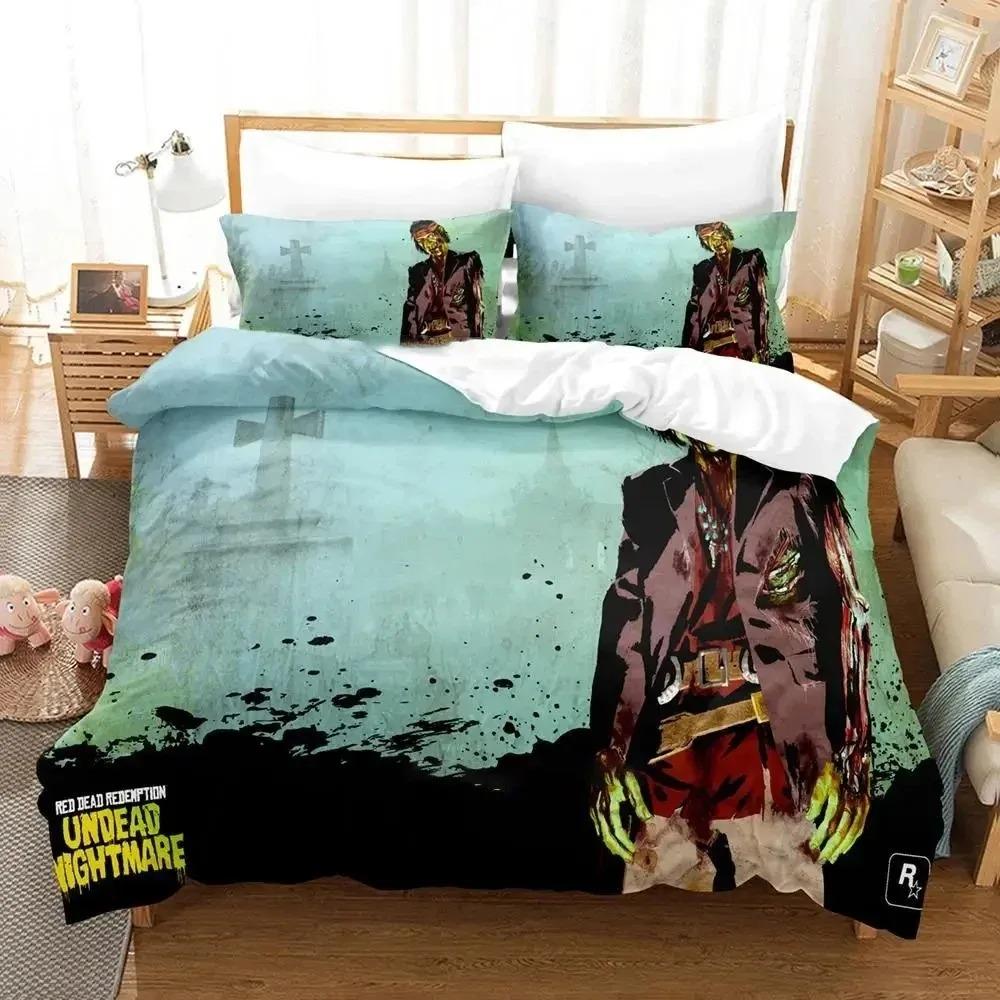 Game Undead Nightmare Red Dead Redemption Set de lenjerie de pat Băieți Fete Twin Queen Size Husă pilotă Față de pernă Pat Copii Adulti