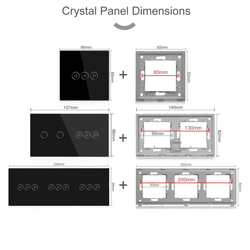 BSEED Wifi Smart Dimmer Switch 1/2/3Gang Touch Light Switches Function Part Tuya Smart Life Control Glass Panel DIY Free Combine