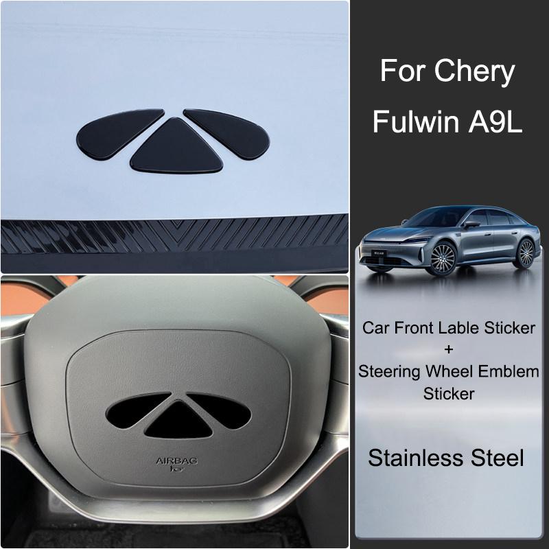 For Chery Fulwin A9L Car Front Lable Sticker Blackened Hood Steering Wheel Emblem Decal Interior Exterior Decoration Accessories