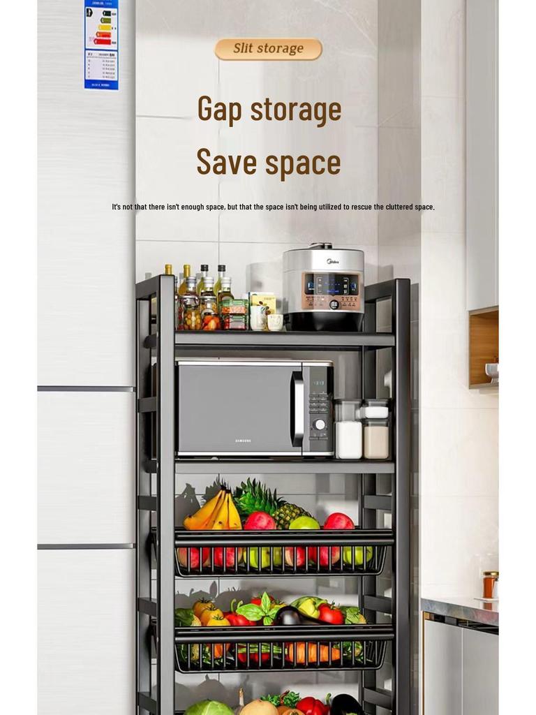 2025 Multifunctional Floor-Standing Kitchen Storage Rack: Multi-Layer Vegetable Basket Shelves