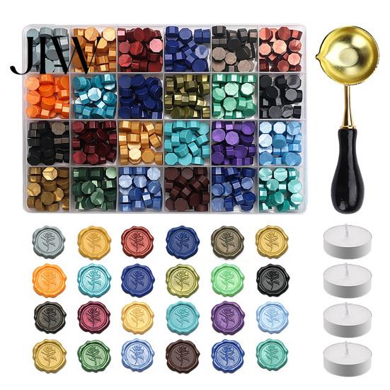 Wedding Invitation Tools Wax Seal Kit, with Beads Melting Spoon And Candles Set, Crafting Starter Set Stamp for DIY Invitations Candle