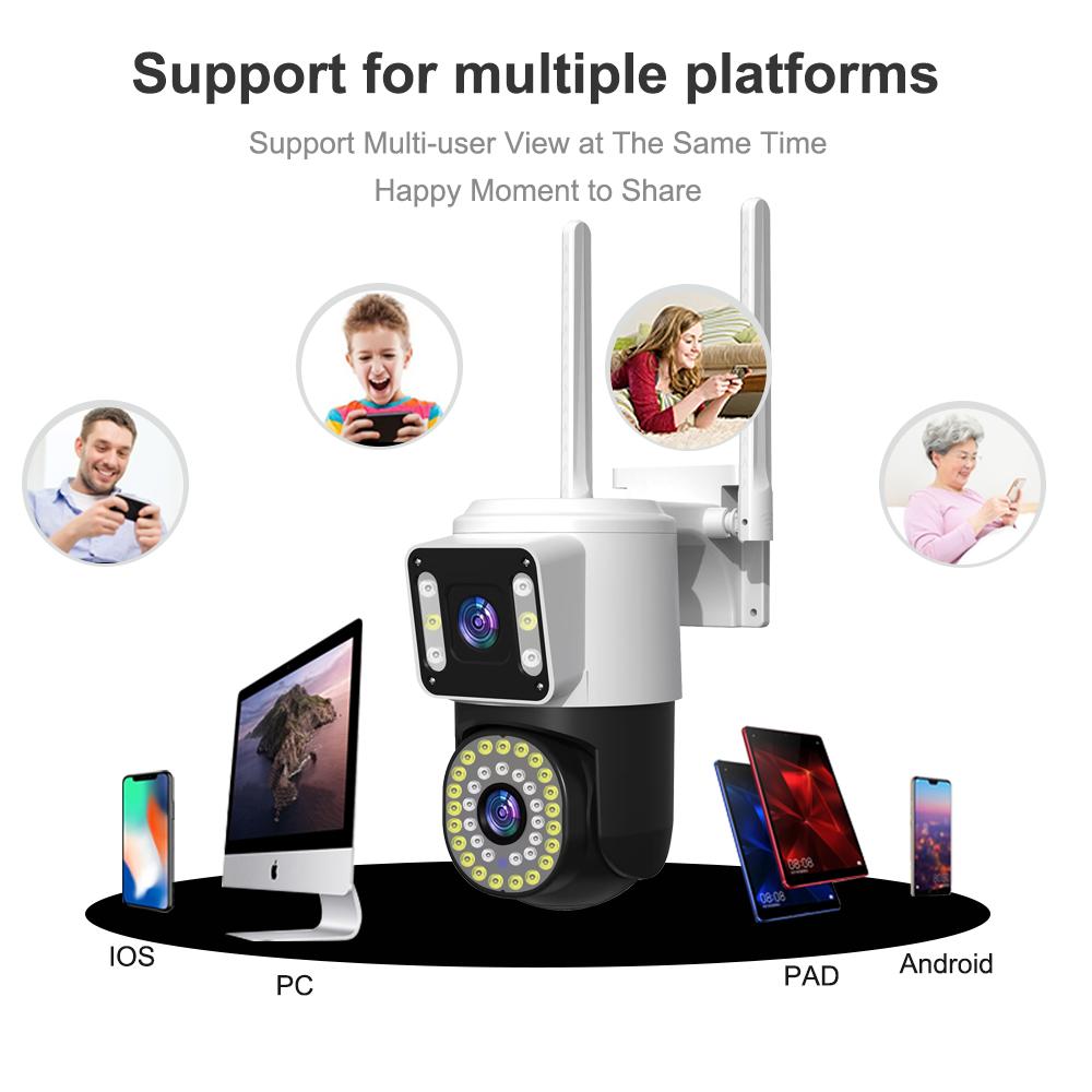 4K 8MP Wifi Surveillance Camera Tuya Dual Lens 10X Digital Zoom AI Human Detect Cam Wireless Outdoor Security PTZ IP Cameras