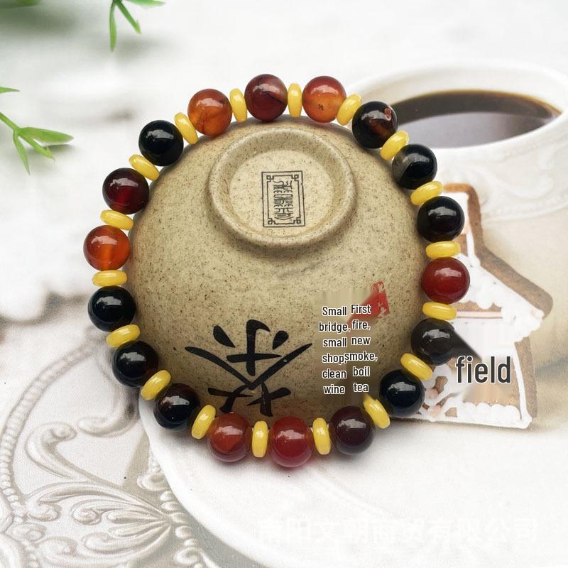 AB Grade Dream Agate Bracelet - Unisex Round Beads, Single Strand Chalcedony & Jade