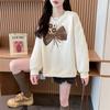 Women Korean Fashion 3D Flower Bow Sweet Chic Sweatshirt Casual Streetwear Y2K Hoodie Round Neck Long Sleeve Loose Pullover Tops