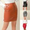 Street Rear Split Leather Skirt Female Clothing PU Leather Casual Fashion Mid Knee Length