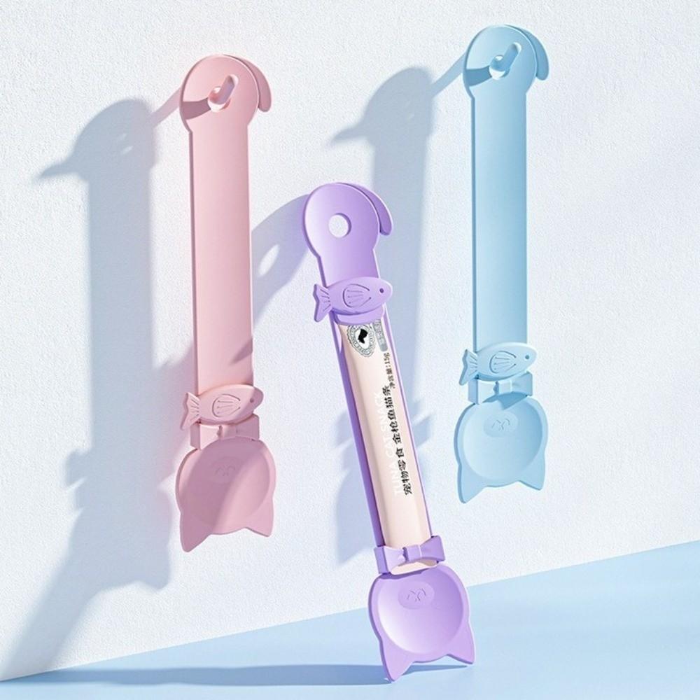 Portable Long Handle Cat Strip Feeder Spoon Durable Bite Resistant Lick Able Feeder Cartoon Pet Treat Spoon Household