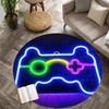 Neon Game Controller Round Rug Flannel Soft Gaming Room Decor Gamer Gift Carpet Floor Mat