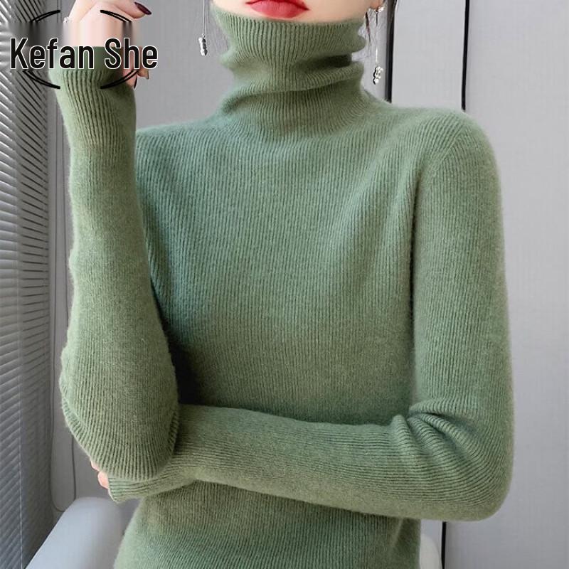 Kevanshe Women's Slim Fit Wool Turtleneck Sweater
