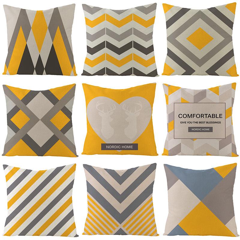 Modern Minimalist Style Linen Pillowcase Household Goods Soft-decorative Sofa Pillowcase Geometric Abstract Pillowcase