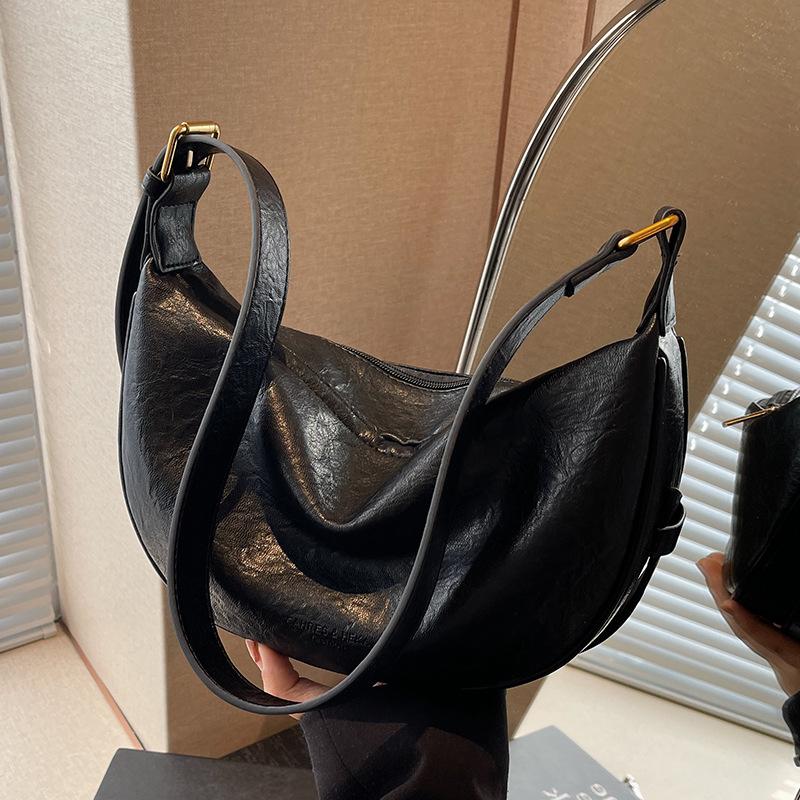 

Сумка Niche Design женская большая вместимость 2024 новая осенне-зимняя универсальная сумка через плечо женская ретро-сумка-седло чёрный