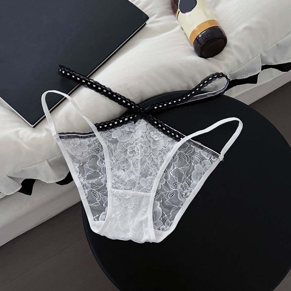 Bowknot Underwear for Women Hollow Lace Underpants Breathable Mesh Flower Lace Panties  Hotel