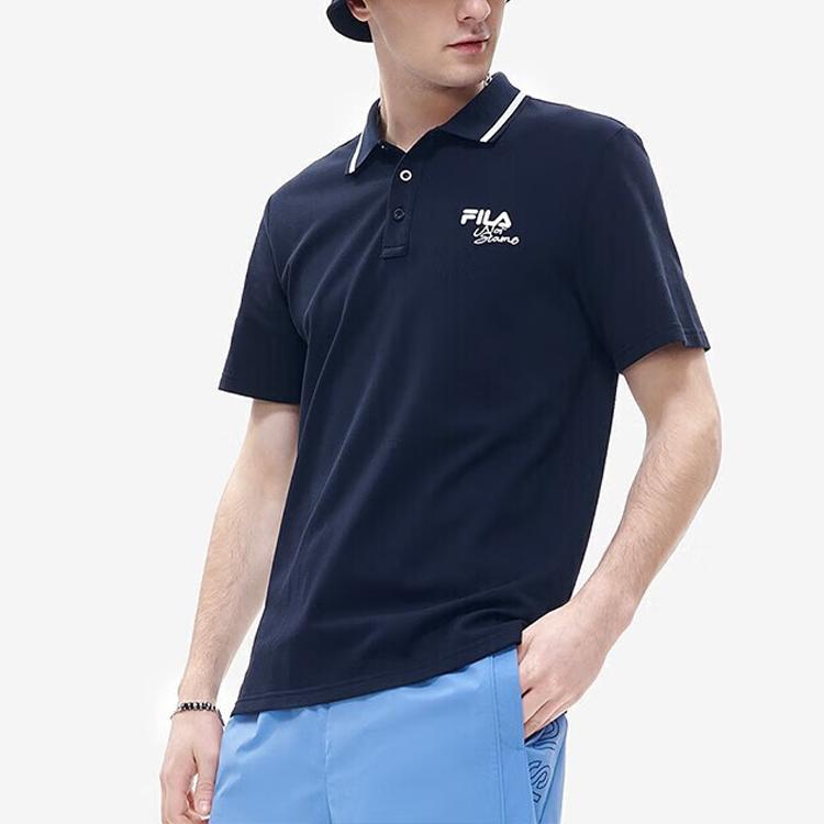 FILA Fusion Logo Letter Pullover Tennis Short Sleeve Polo Shirt Men polo shirts Black T11M223110ABK