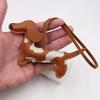 Cute Puppy PU Leather Key Ring Handmade Animal Bag Charm DIY Dachshund Dog Keychain  Keys Ornament